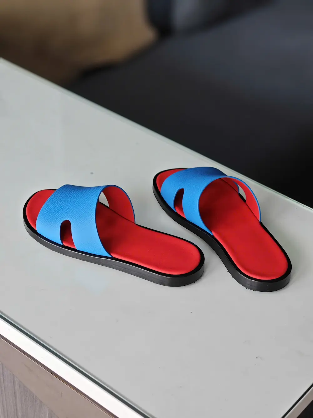 Dép da TP nam cao cấp DEEP blue × Ferrari Red - Hình ảnh 9